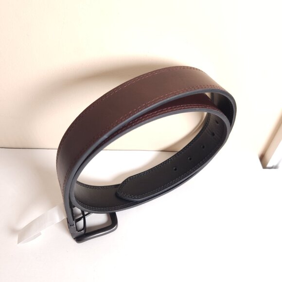 Levis Reversible Black Brown Coated Leather Top Synthetic Lining Belt Mens 38 - Picture 2 of 16